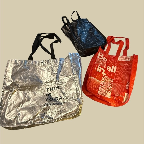 lululemon athletica Handbags - Lululemon Tote Bag Set - Silver, Black, and Red